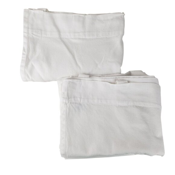 Pair of Pottery Barn White Cotton Woven Canvas Curtains 49.5"x77" Classic - Picture 1 of 5